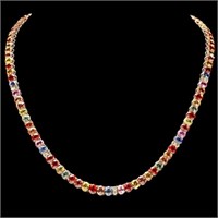 14k Gold 40.00ct Sapphire & 1.00ct Diam Necklace