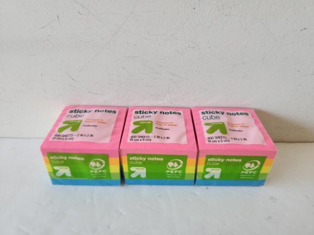 3 up and Up sticky note Cubes of 400 sheets