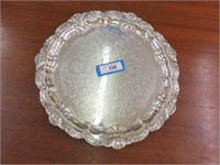 ROUND SILVERPLATE FOOTED TRAY 16"