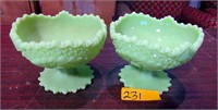 2 Green Fenton Candy Dishes
