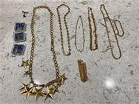 Lot of gold tone necklaces and Paris pendants