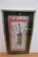 Stolichnaya Vodka Framed Sign 11" x21"