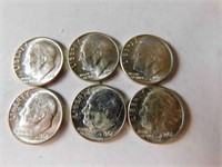 6 Liberty dimes 1962