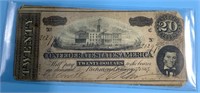 Confederate currency 20 dollar bill, Richmond, sig