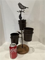 Bird Design Metal Decor - Planter /Utensil Holder