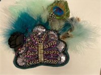 Teal Feathered Fascinator, Headwear