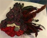 Red Feathered Fascinator, Headwear