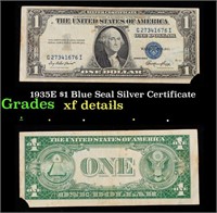 1935E $1 Blue Seal Silver Certificate Grades xf de