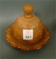 McKee Chocolate Glass Wild Rose Childs Butter Dish