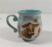 Pioneer Woman Gingham Cow Coffee Mug