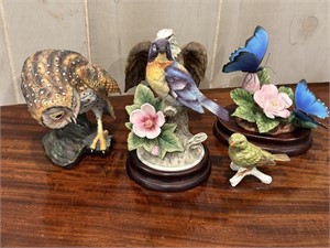 Porcelain Figurines (owls, birds, and more)