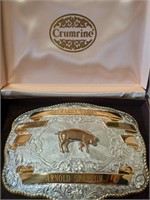 Crumrine Silverplate and Bronze Belt Buckle w/