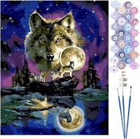 Wolf Paint by Numbers Kit 16"*20"