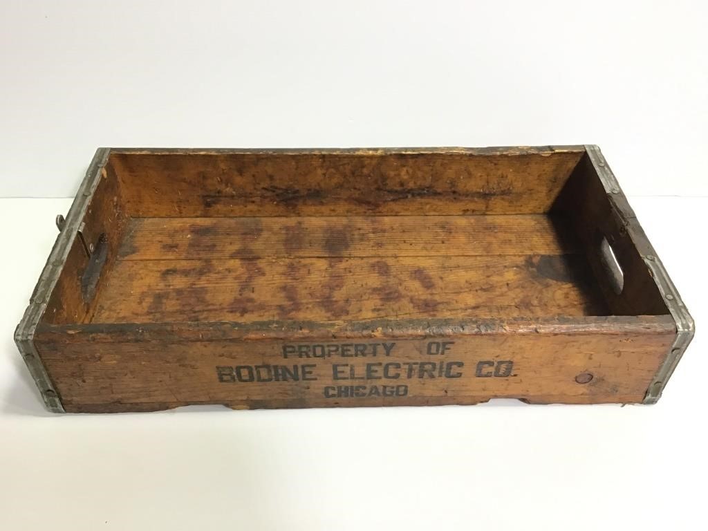 Antique Bodine Electric Co Wood Crate, Chicago