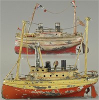 TWO HAND PAINTED GERMAN TIN BOATS