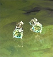 Earrings blue/green Moissanite