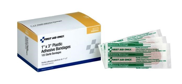 2 Pk, 1" X 3" Plastic Bandages, 100 Per Box