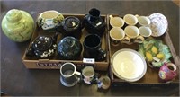 Box Lot of Vintage Porcelain Teapots & More