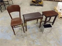 PIANO BENCH, STOOL, CHAIR & WASTE BASKET