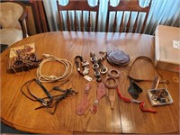 Rope, rings, bridle, tack leather, leads,