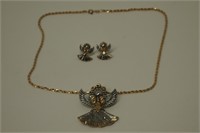 Angel Pendant Necklace and Angel Earrings
