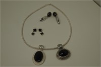 Cosmetic Necklace With 2 Pendants & 2 Earring Sets