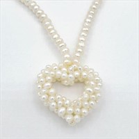 BRASS GENUINE FRESHWATER PEARL HEART NECKLACE,
