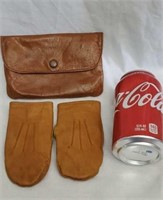 Vintage Leather H & K  Toddler Mitts and Carring