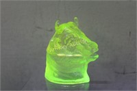 VNTG VASELINE GLASS BULLS HEAD MUSTARD JAR