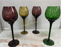 4 EMPOLI LONG STEM OPTIC WINE GLASSES 10.5" TALL