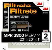 Filtrete 20x20x1 Air Filter, MPR 2800, MERV 14,