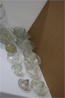 LOT OF PRESSED GLASS JUICERS AND FLOWER FROGS