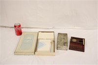 Vintage Stationary  w/ Desk Set & Metal Box