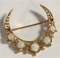 14k Gold And Opal Pin