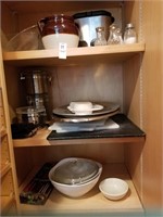 3 shelf lot of canisters, small deep fryer &