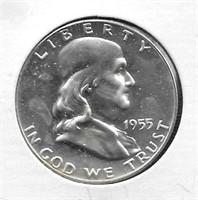 1955 Franklin Silver Half Dollar, UNC.