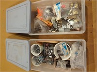 Misc screws, brackets, etc in 2 small storage