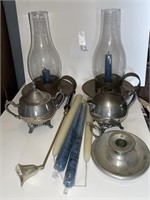 Candle lamps + assorted silver pieces