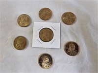 7 Gold Sacagawea Dollar Coins
