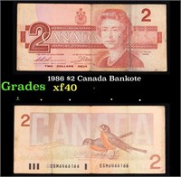 1986 $2 Canada Bankote Grades xf