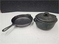 Cast Iron Skillet & Pichard  Pot with Lid See SZ