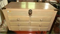 Oak 6 drawer jewelry cabinet w/lift top