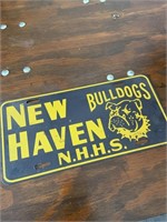 Vintage metal New Haven H.S. license plate