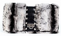 Be & D Rabbit Fur & Leather Clutch / Handbag
