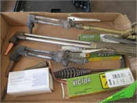 Box w/3 torches, misc welding items