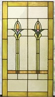 3 lead framed stained glass windows.