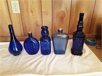 Blue Glass Decor Bottles