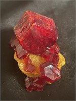 Ruby red quartz specimen