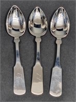 TRIO OF EARLY AMERICAN COIN SILVER TABLESPOONS