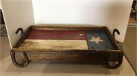 Western themed tray w/wood bottom and rails with